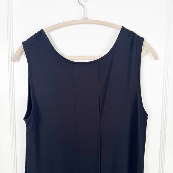 Eileen Fisher Black Classic Sleeveless Swing Dress Viscose Lycra Back Detail M - Picture 7 of 11
